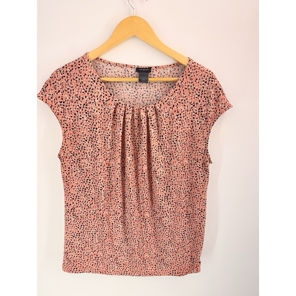 Ann Taylor Women Tank Blouse Bow Sz L Floral Round Neck Sleeveless Polyester - Picture 1 of 6